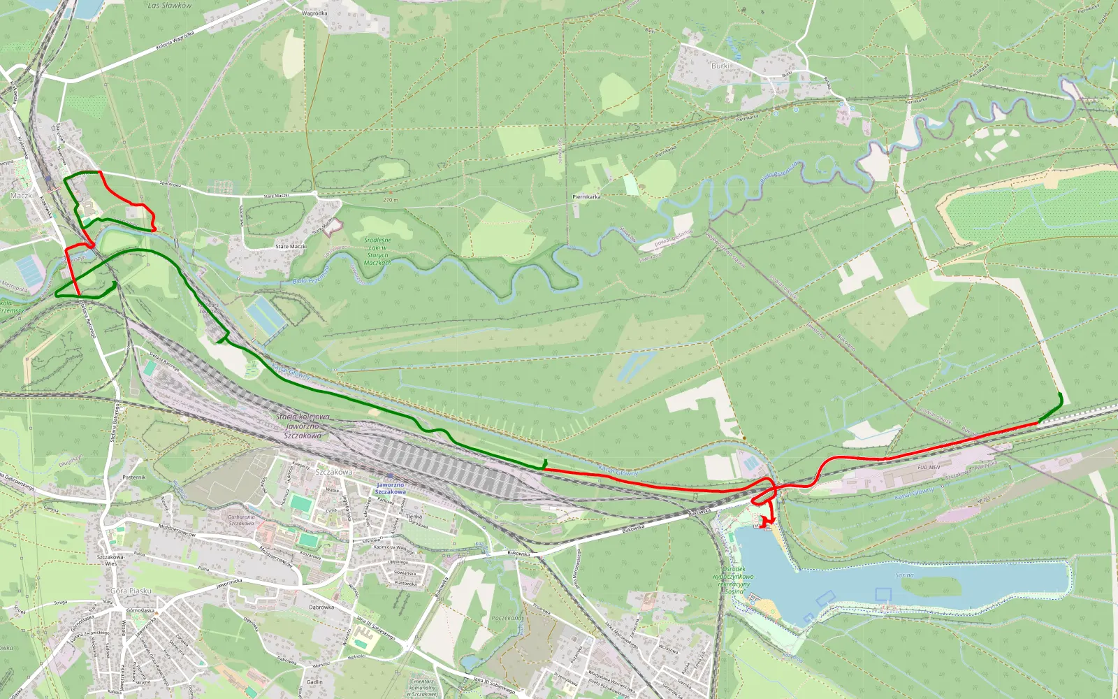 Map of Burki - Maczki - 11 km offroad trail, Jaworzno