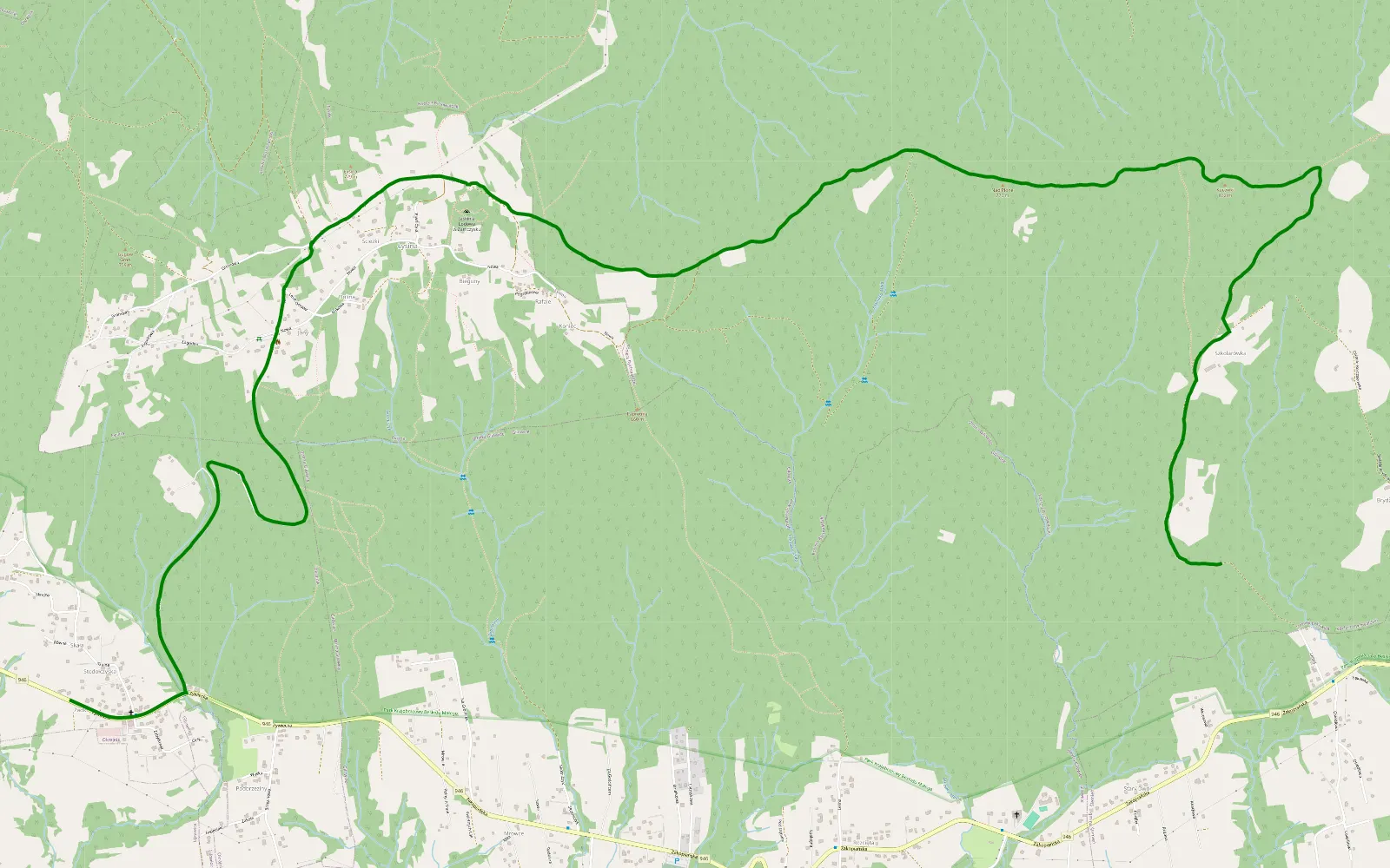 Map of Ślemień - Okrajnik - 5.1 km offroad trail, Żywiec County