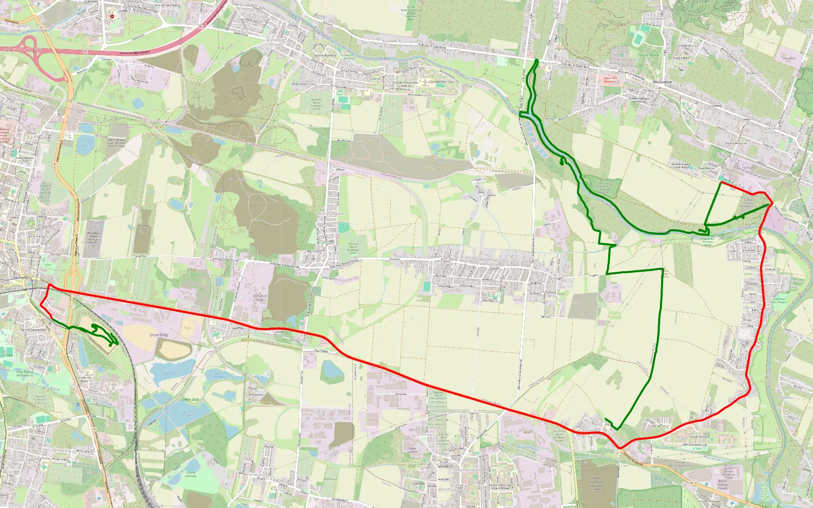 Map of Bańgów - Bytom - 27.1 km offroad trail, Piekary Śląskie