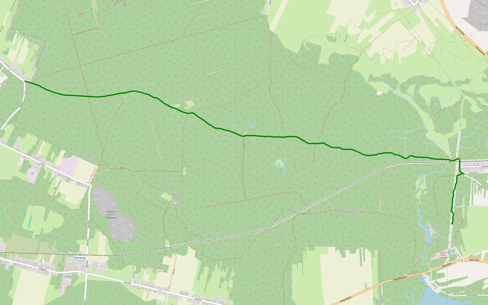 Map of Warężyno - 7.8 km offroad trail, Będzin County