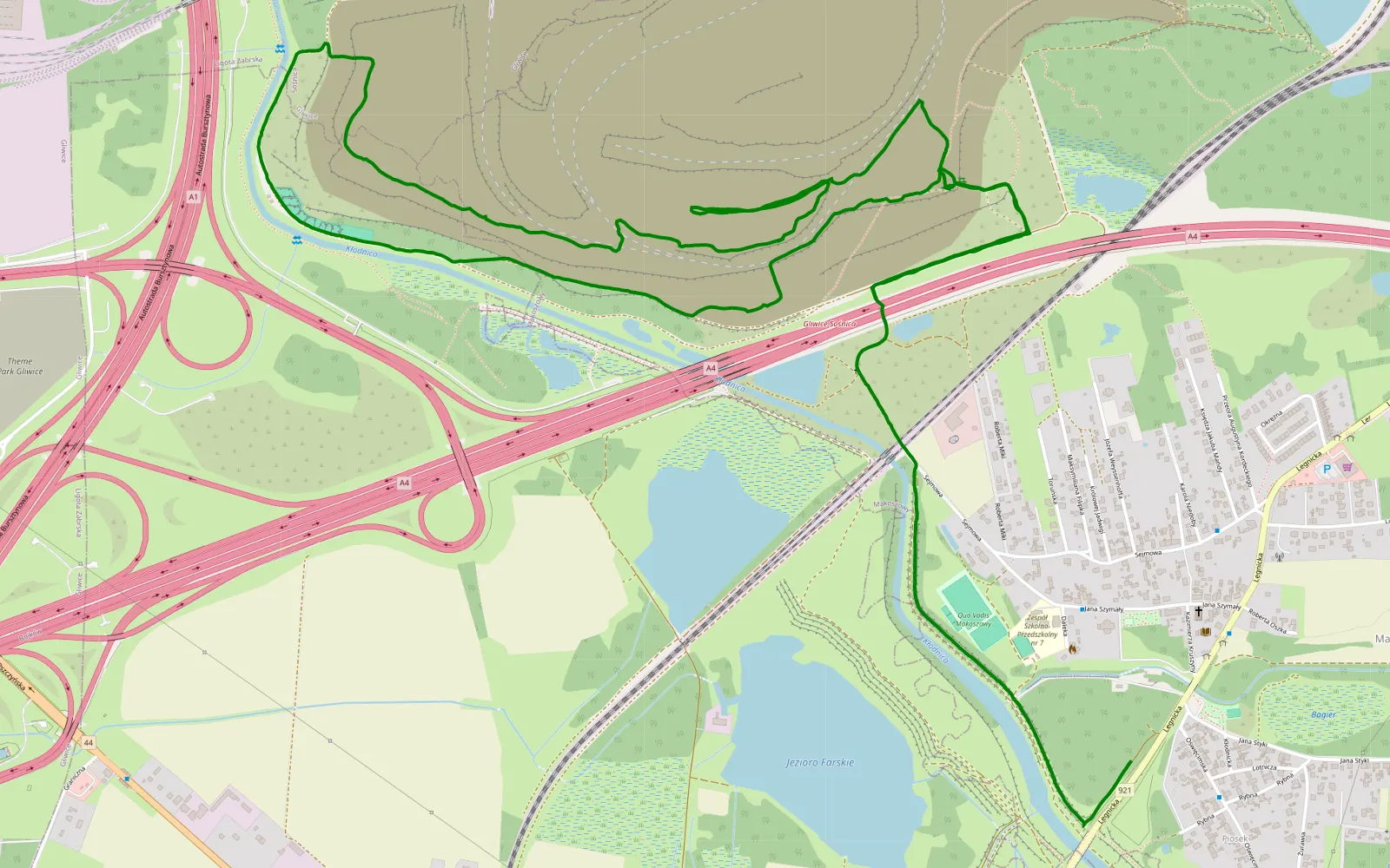 Map of Pełne wykrzyże Iga Makosze - 7.7 km offroad trail, Zabrze
