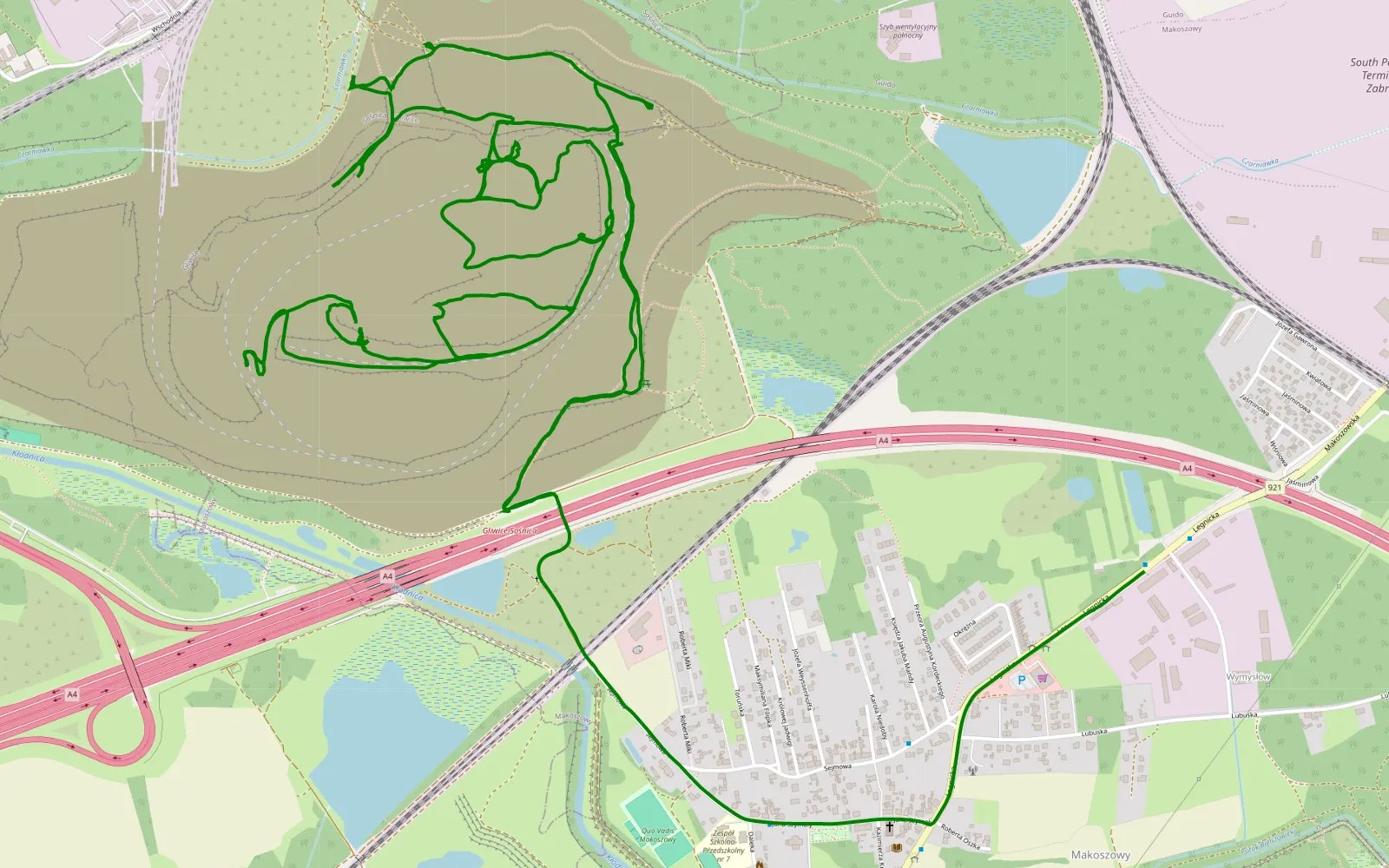 Map of Makoszowy - 10.3 km offroad trail, Zabrze