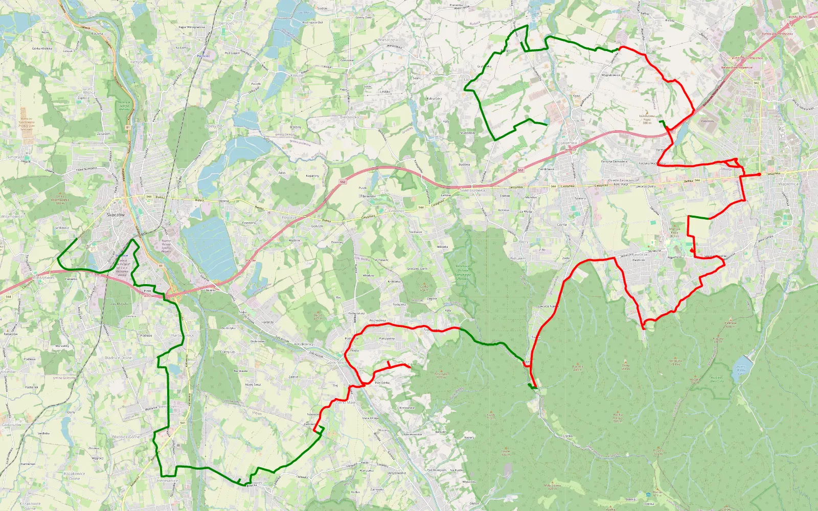Map of Skoczów - Jasienica - 33.4 km offroad trail, Bielsko County