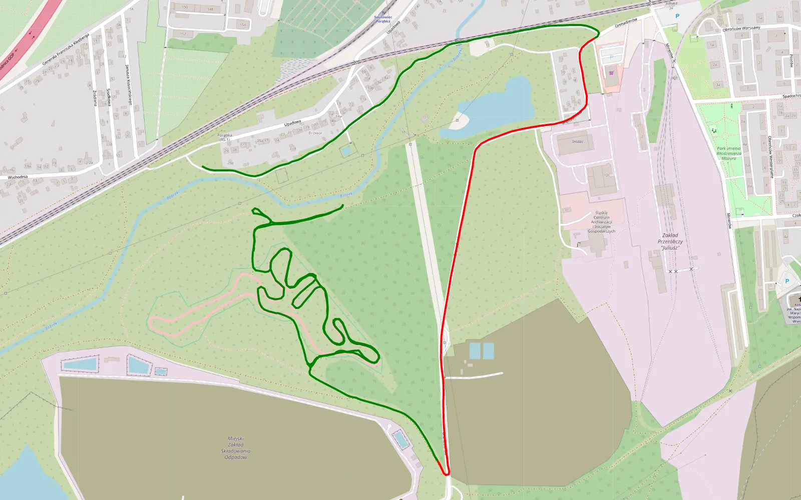 Map of Porąbka - 5.4 km offroad trail, Sosnowiec