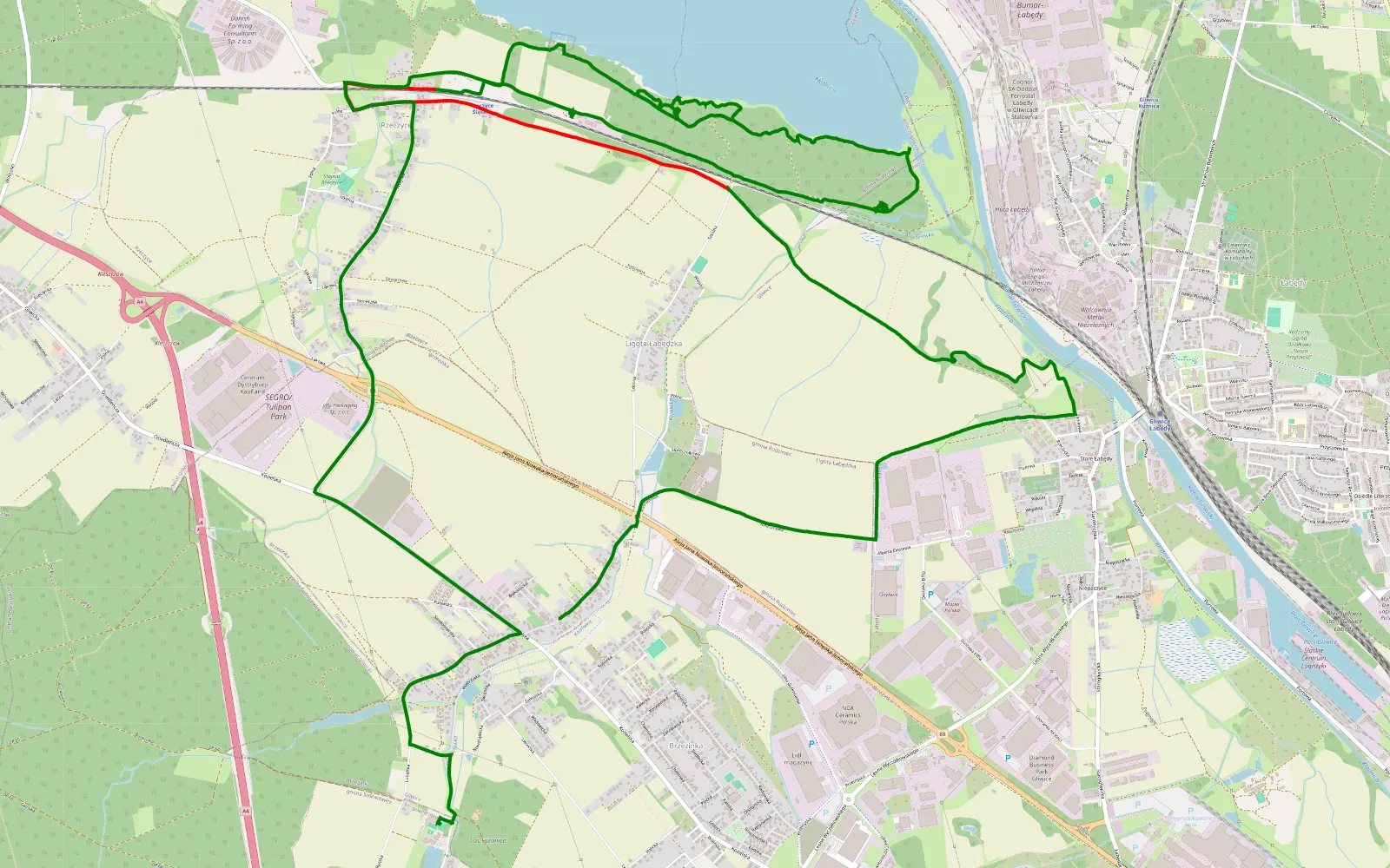 Map of Brzezinka - 15 km offroad trail, Gliwice County