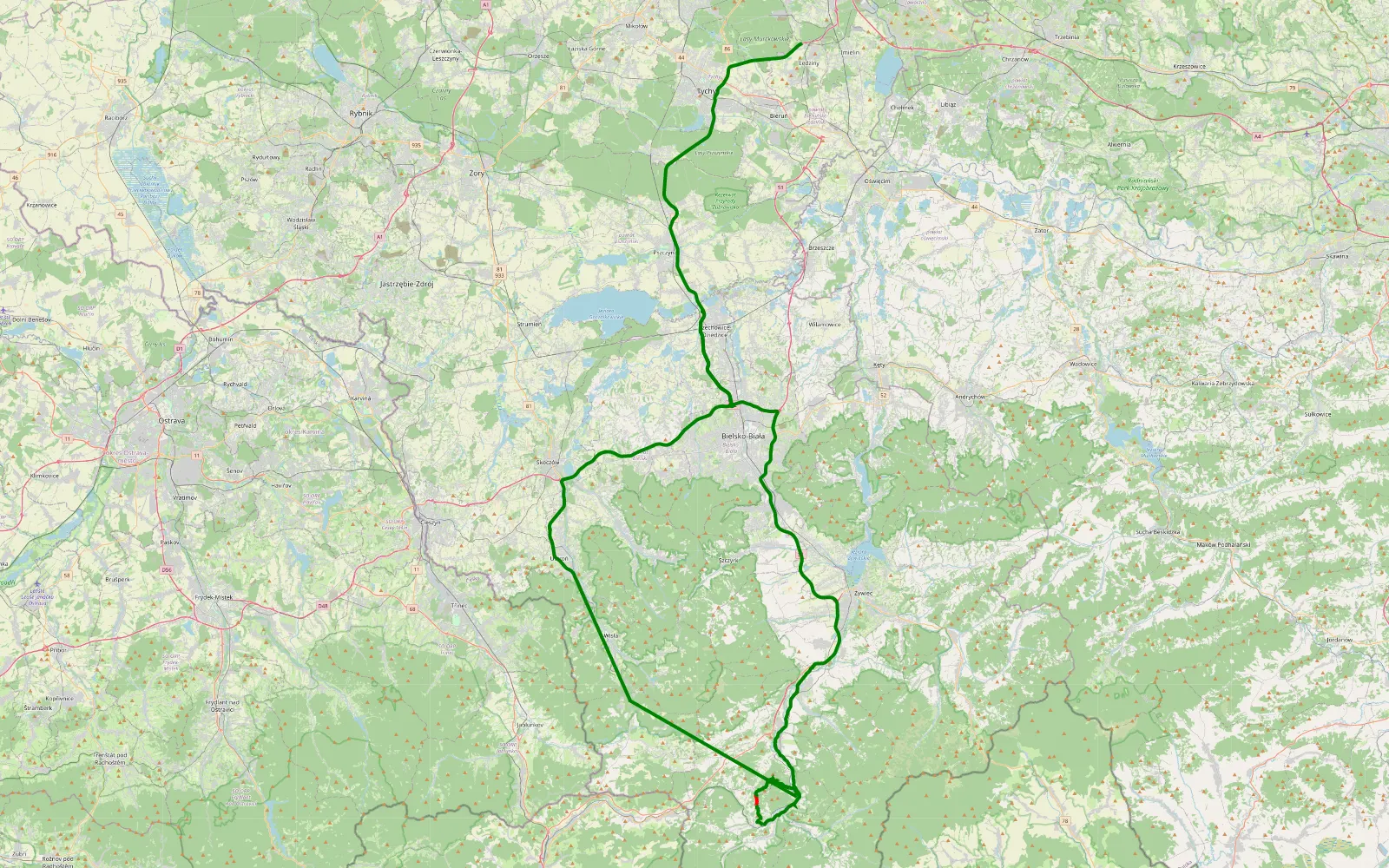 Map of Pierwsza - 9.3 km offroad trail, Żywiec County