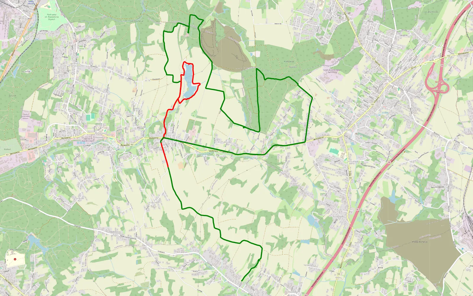 Map of Połomia - Markłowice - 14.8 km offroad trail, Wodzisław County