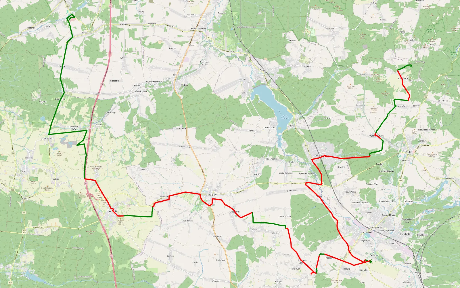Map of WOŚP 32 Suliszowice - Rększowice - 61.4 km offroad trail, Myszków County