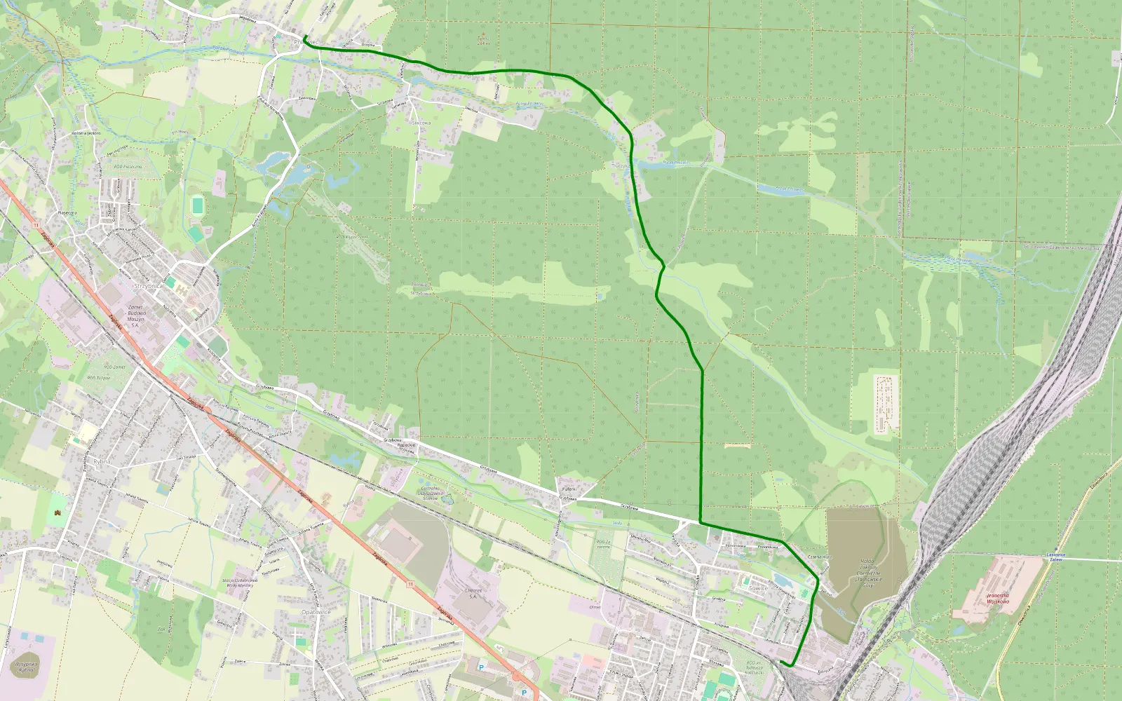 Mapa trasy Czarna Huta - Pniowiec - 0.6 km trasy offroad, Powiat Tarnogórski