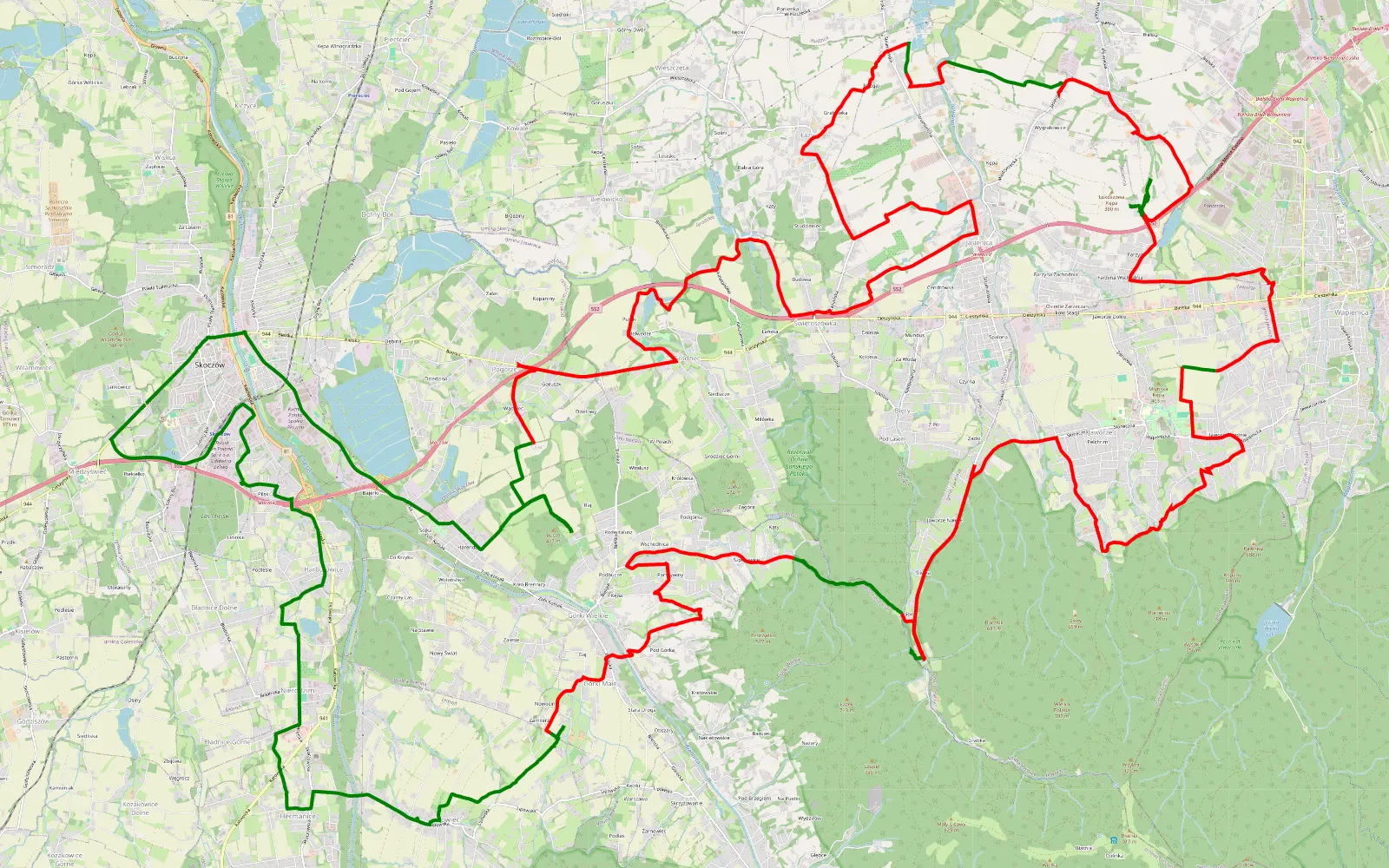 Map of Skoczów - 53 km offroad trail, Bielsko County