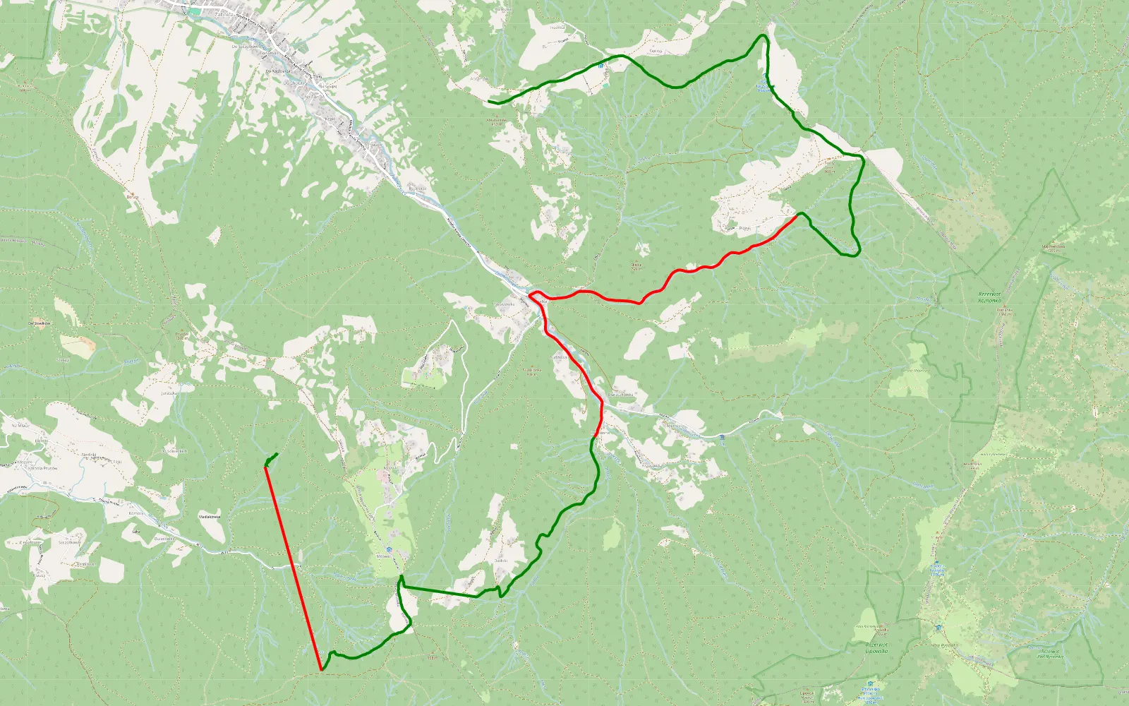 Map of Węgierska - 16.2 km offroad trail, Żywiec County
