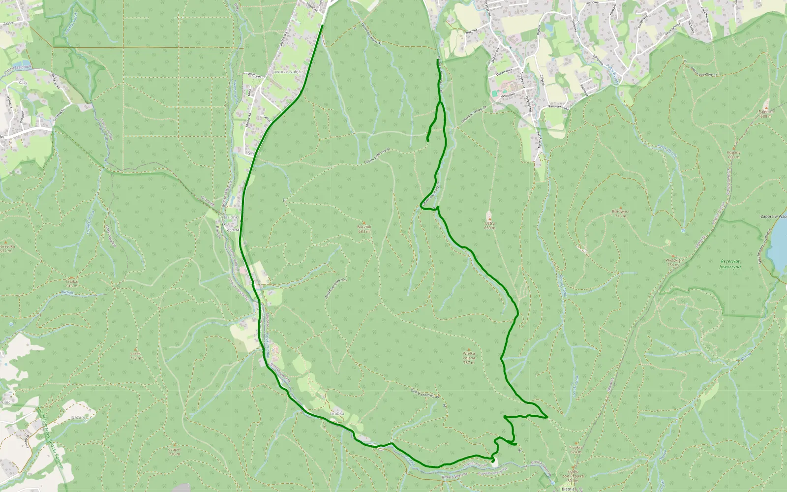 Map of Jasionki - 6.6 km offroad trail, Bielsko County