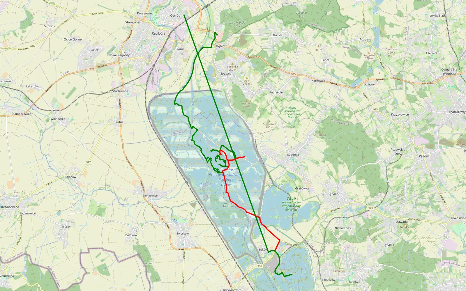 Map of trasa2 - 29.2 km offroad trail, Wodzisław County