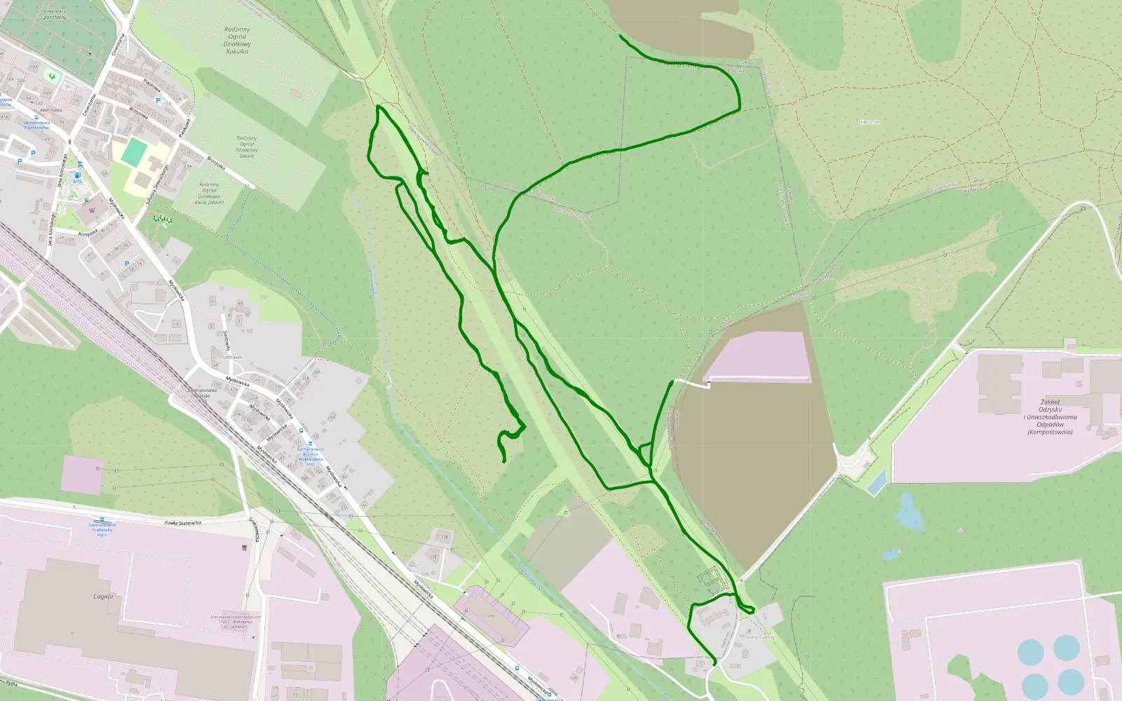 Mapa trasy Milowice - Dąbrówka Mała - 6 km trasy offroad, Siemianowice Śląskie