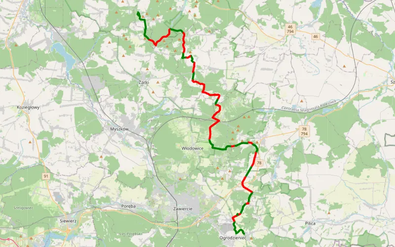 Trasa w okolicach Częstochowy