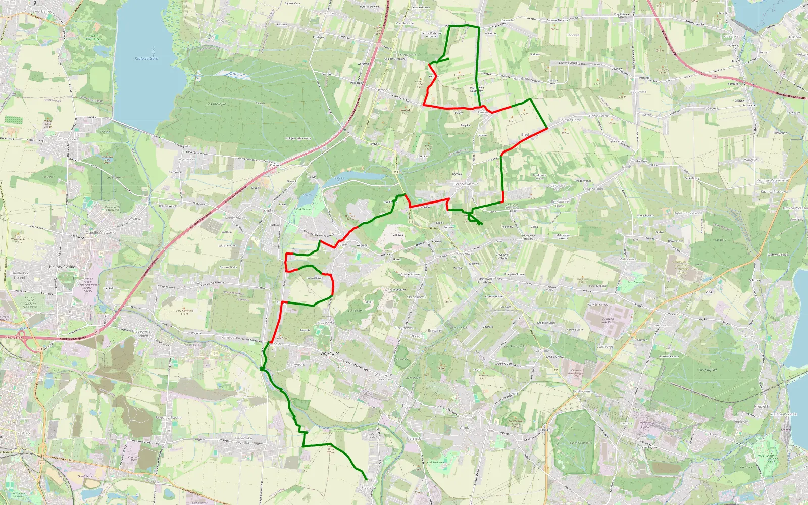 Map of Przełajka - Twardowice t3 - 26.6 km offroad trail, Będzin County
