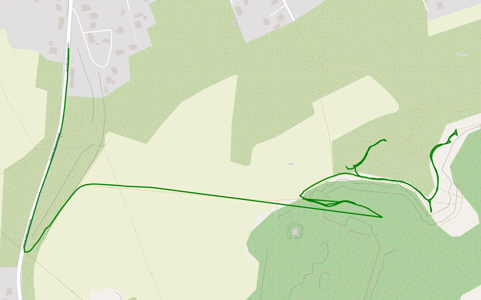 Mapa trasy Skrzynówek - Rogoźnik - 2.2 km trasy offroad, Powiat Będziński