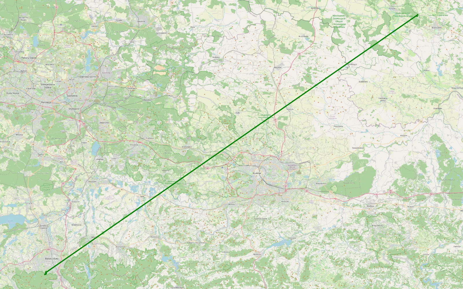 Map of Olszówka Górna - Grochowiska - 0.8 km offroad trail, Pińczów County