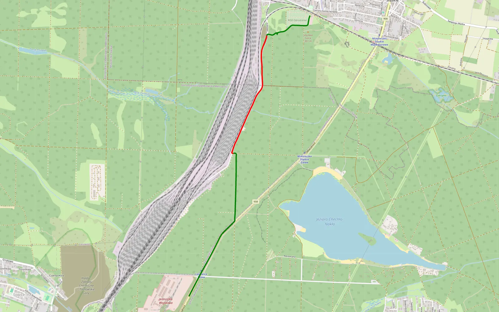 Mapa trasy Zyglinek - Lasowice - 3 km trasy offroad, Powiat Tarnogórski
