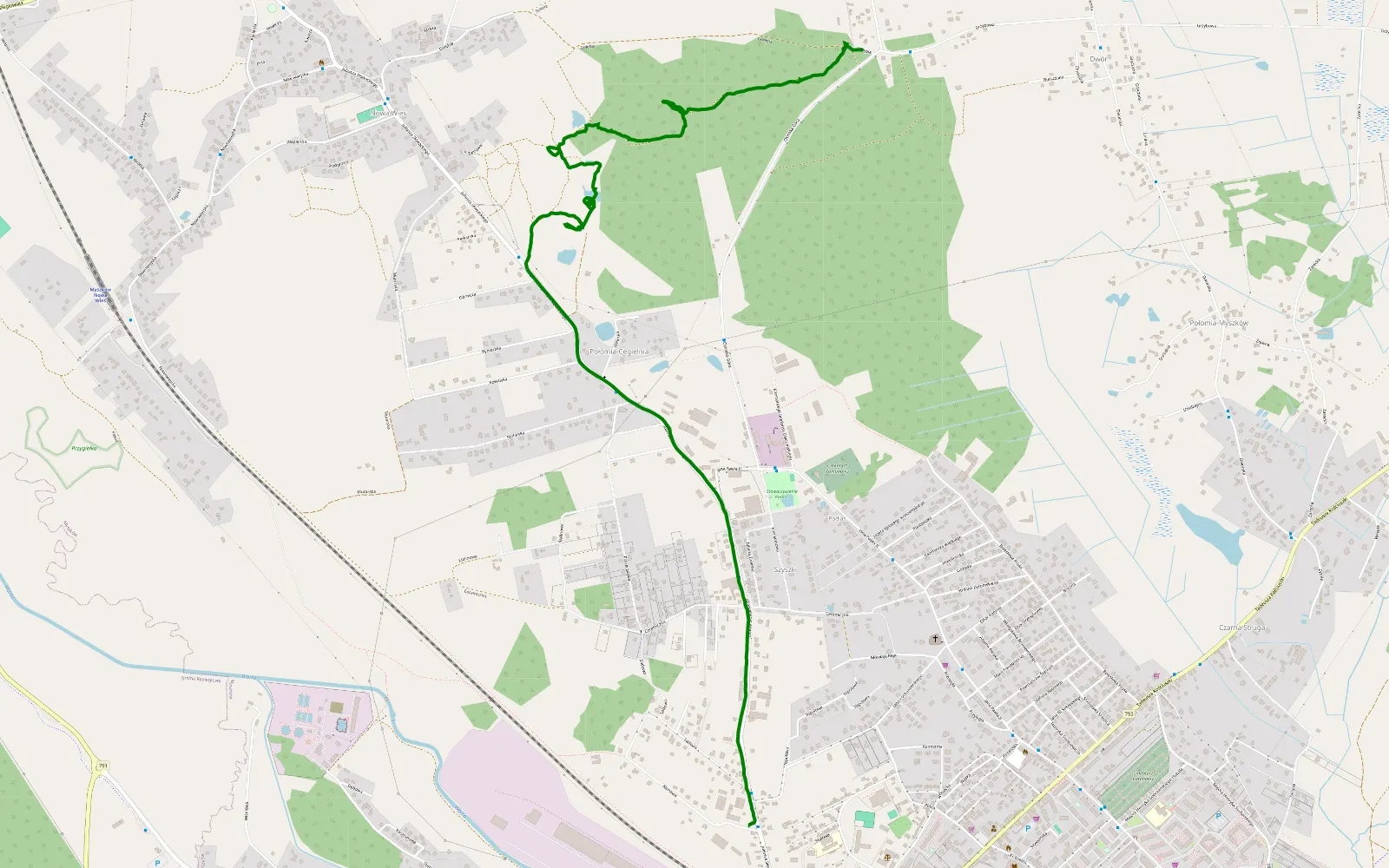 Mapa trasy Połomia - Myszków - 2.6 km trasy offroad, Powiat Myszkowski