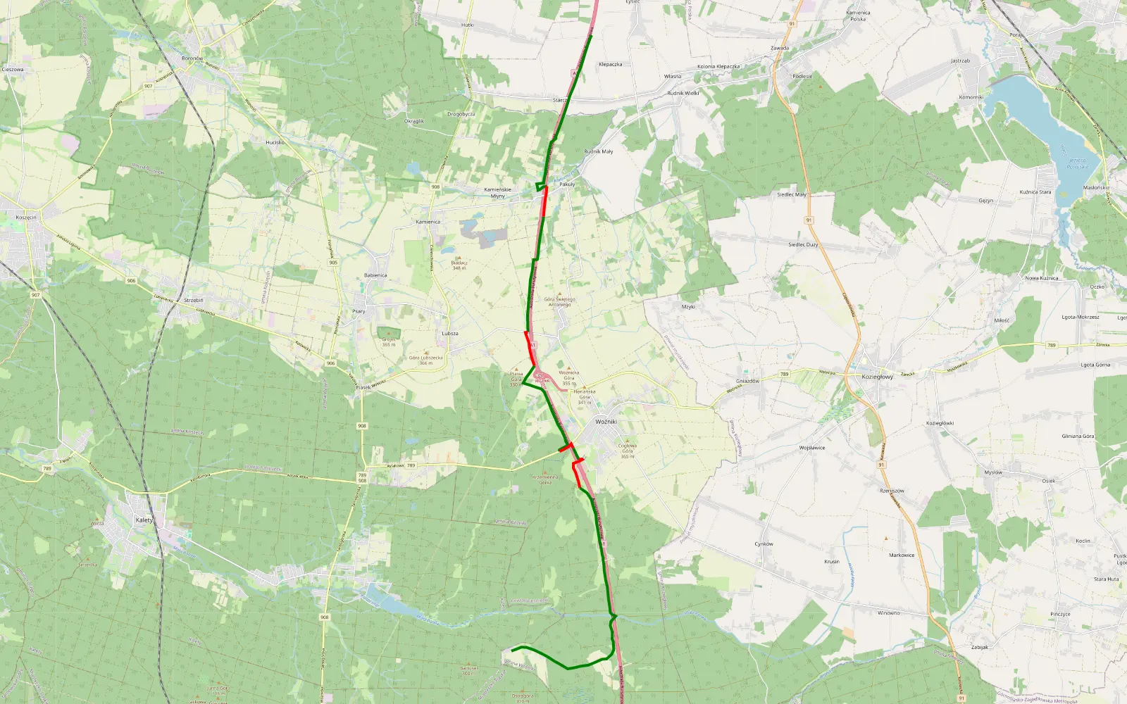 Mapa trasy Klepaczka - Dąbrowa Mała - 21.3 km trasy offroad, Powiat Lubliniecki