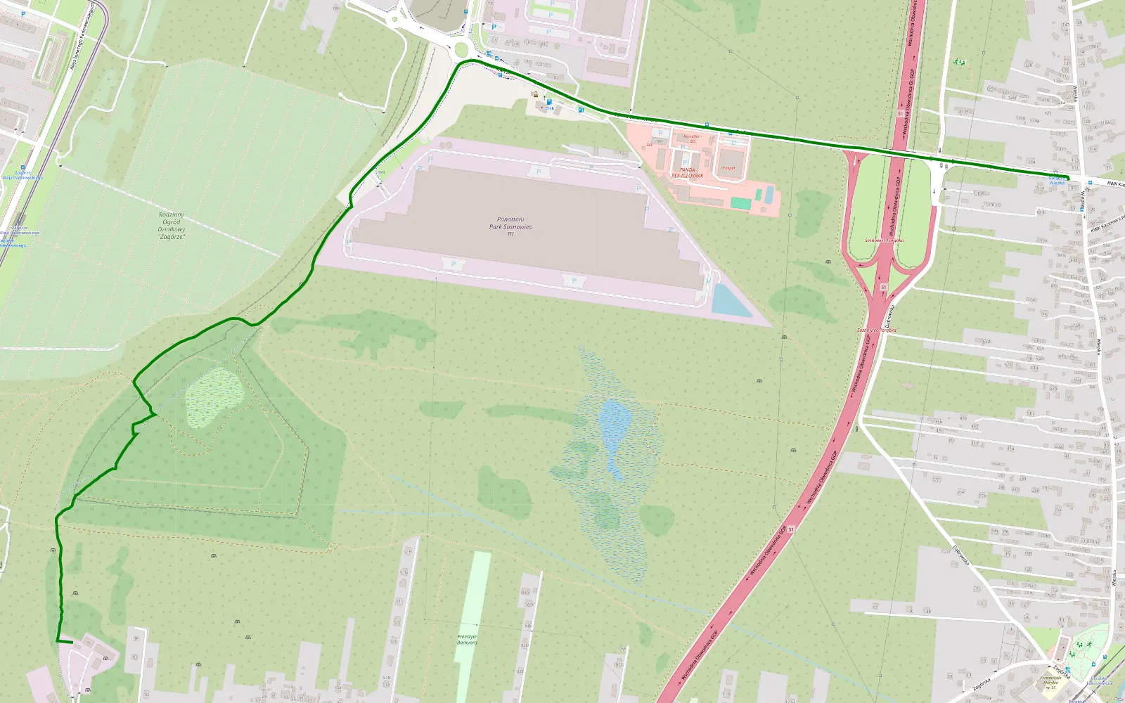 Map of Klimontów - Porąbka - 1.3 km offroad trail, Sosnowiec