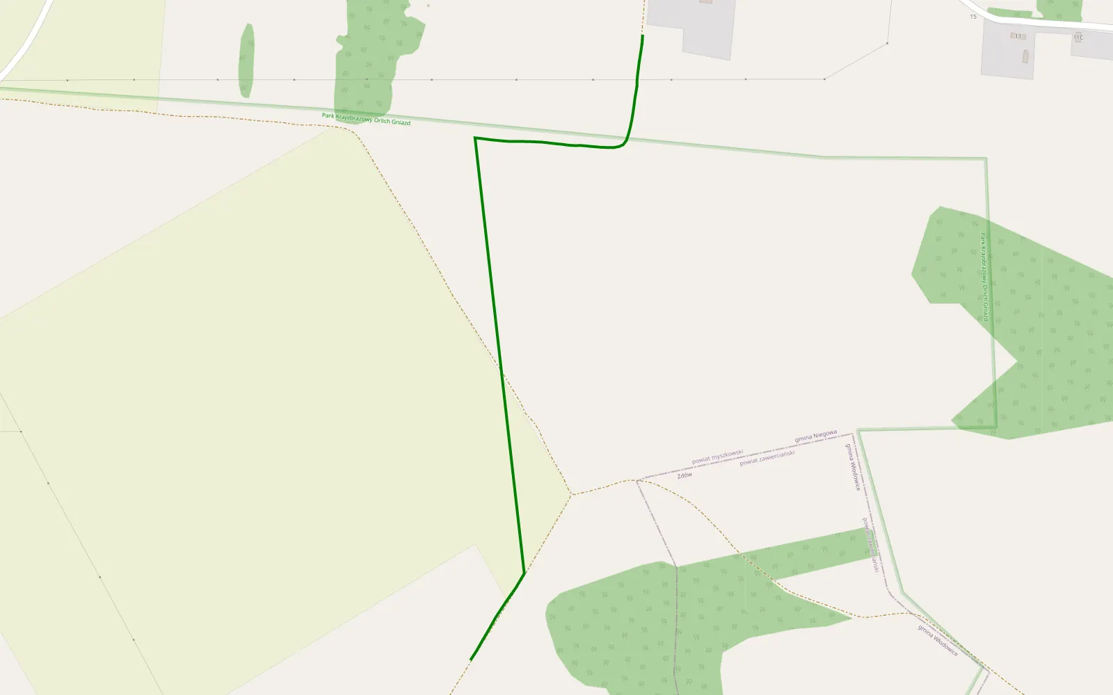 Mapa trasy Ogorzelnik - 1 km trasy offroad, Powiat Myszkowski