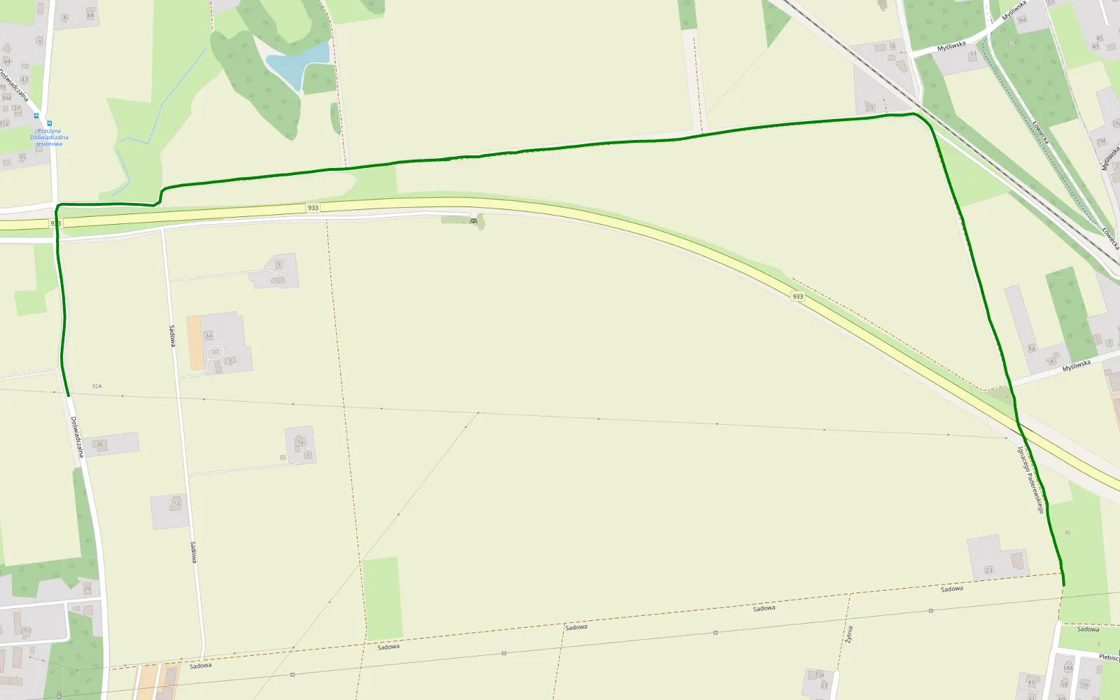 Map of Piasek - Stara Wieś - 1.9 km offroad trail, Pszczyna County