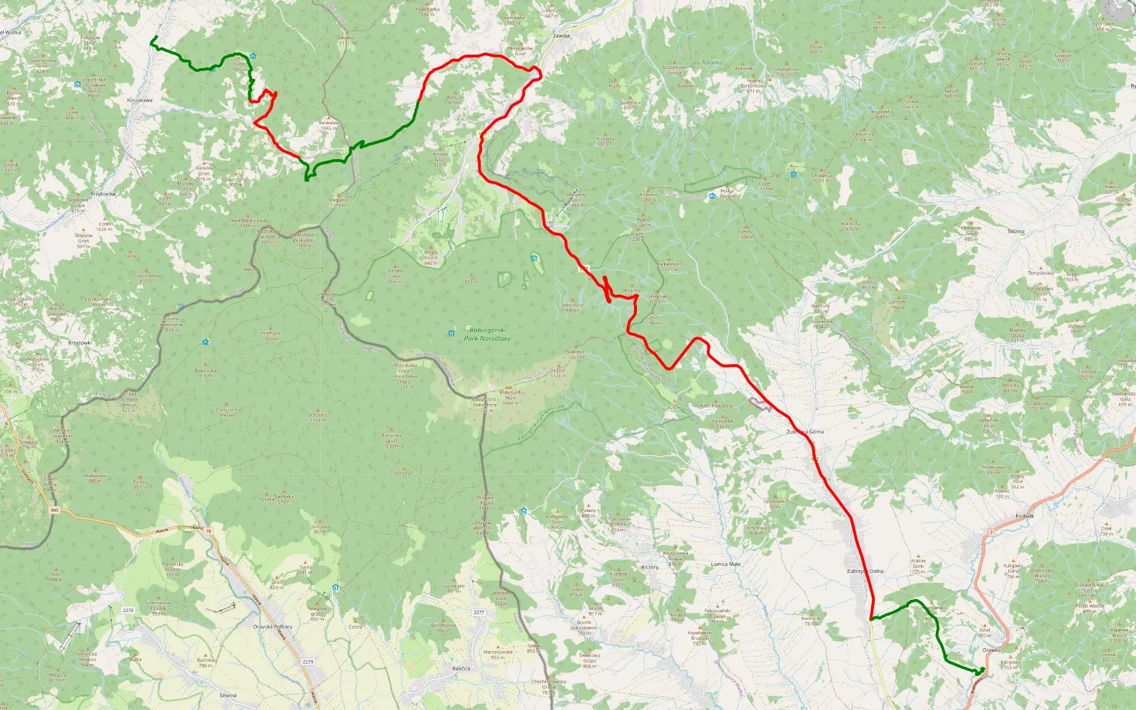 Mapa trasy Majówka 2024 - 45.9 km trasy offroad, Powiat Nowotarski