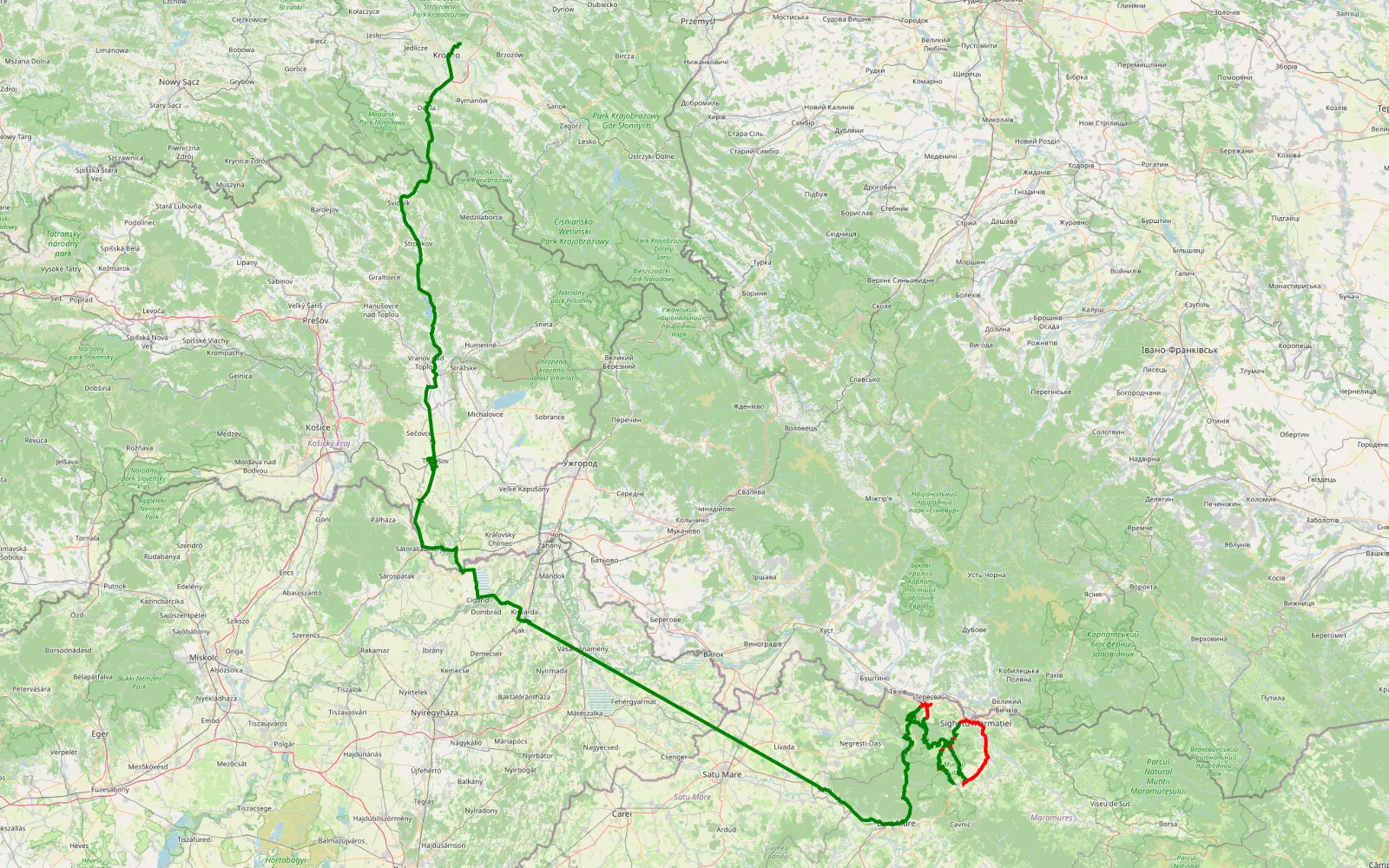 Mapa trasy Korczyna - Mara - 173.1 km trasy offroad, Săpânța