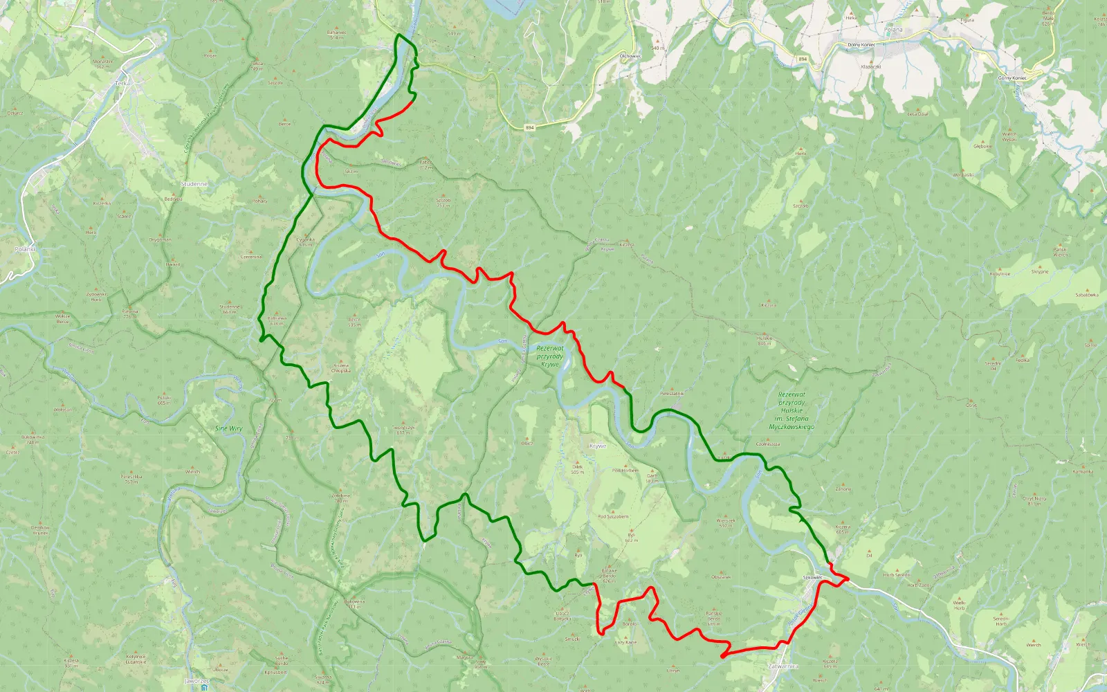 Map of Mała pętla bieszczadzka. - 34.4 km offroad trail, Bieszczady County