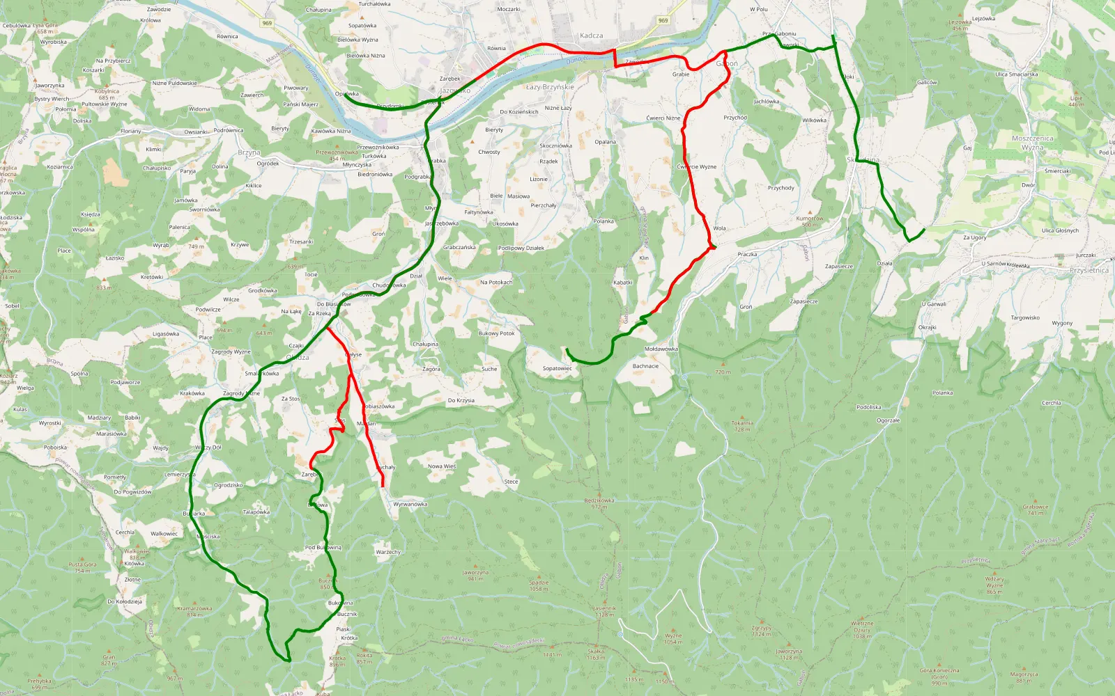 Map of Skrudzina - Jazowsko - 22.4 km offroad trail, Nowy Sącz County