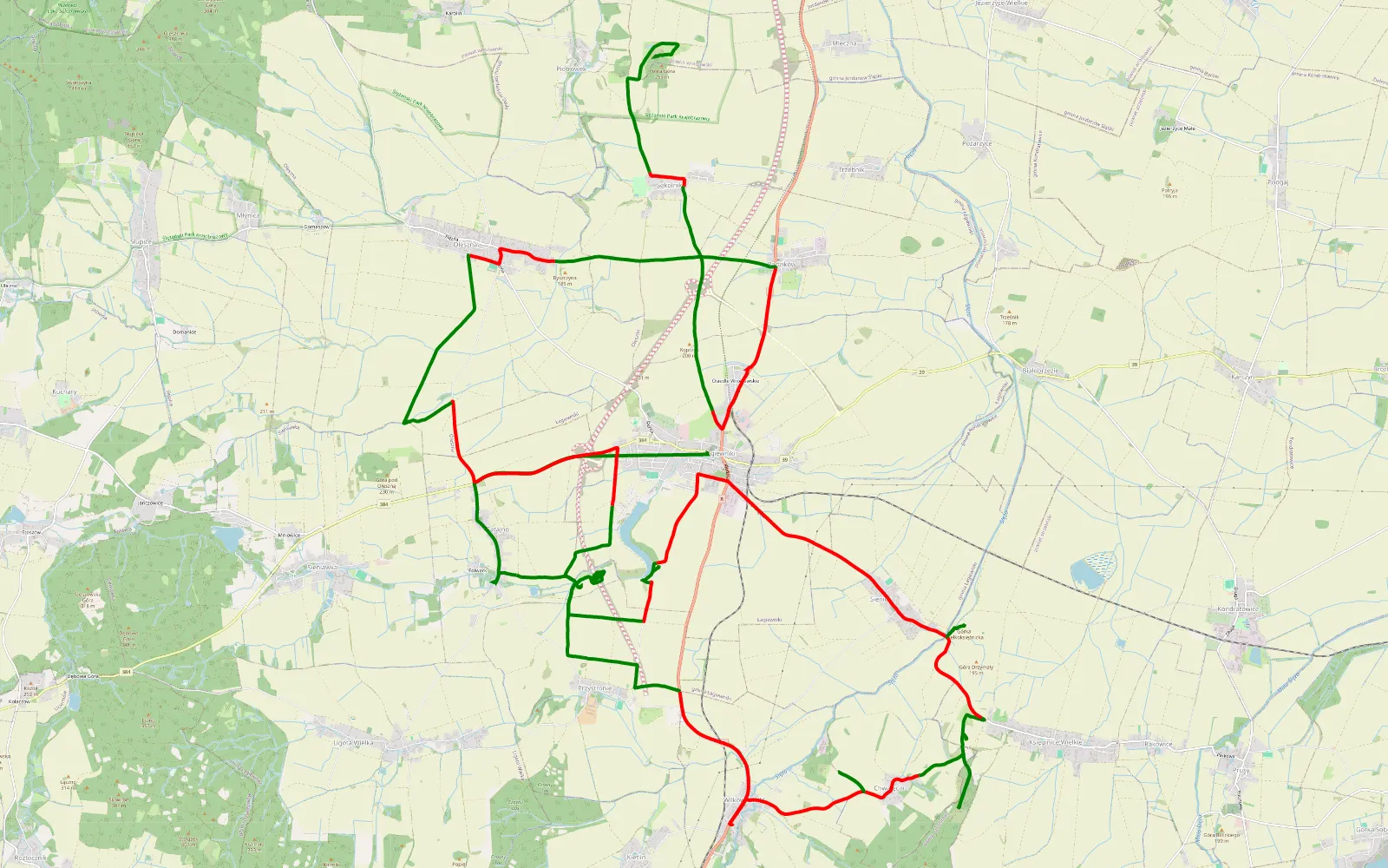 Map of Sobotni melanż SantaFe - 43.4 km offroad trail, Dzierżoniów County