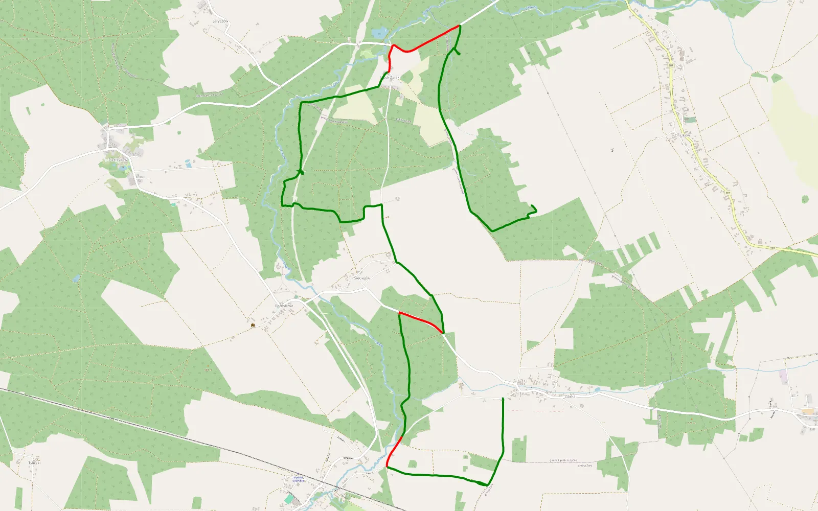 Map of Górka - 15.1 km offroad trail, Żary County