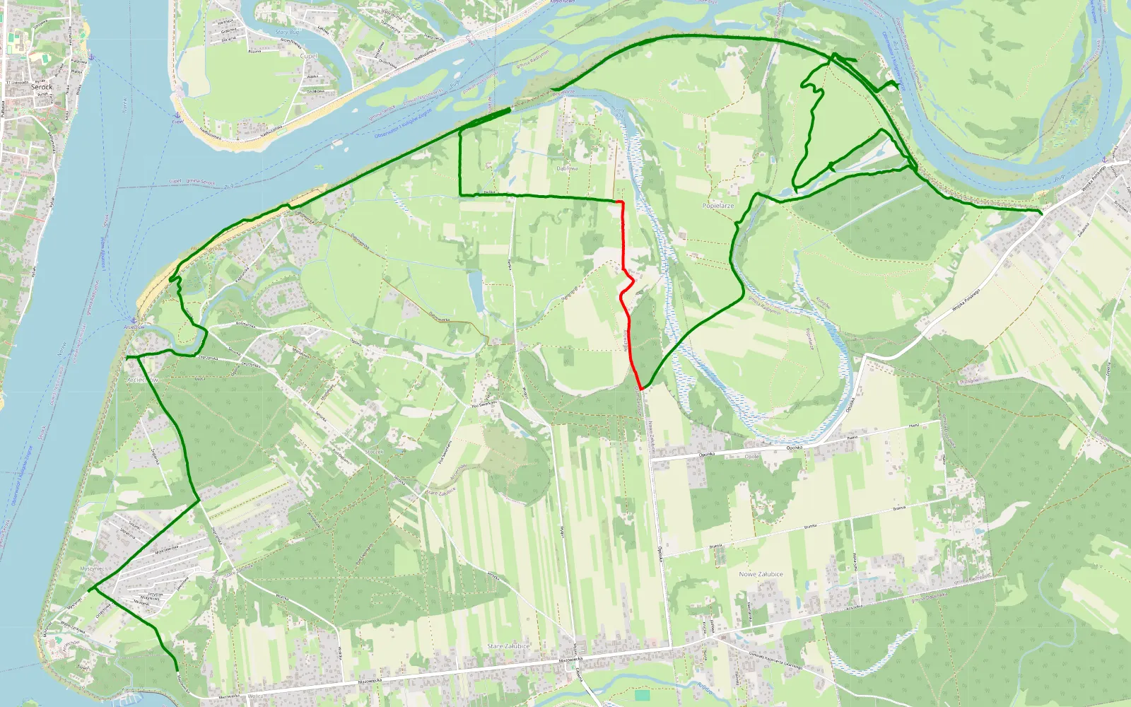 Mapa trasy Wolica - Kuligów - 18.9 km trasy offroad, Powiat Wołomiński