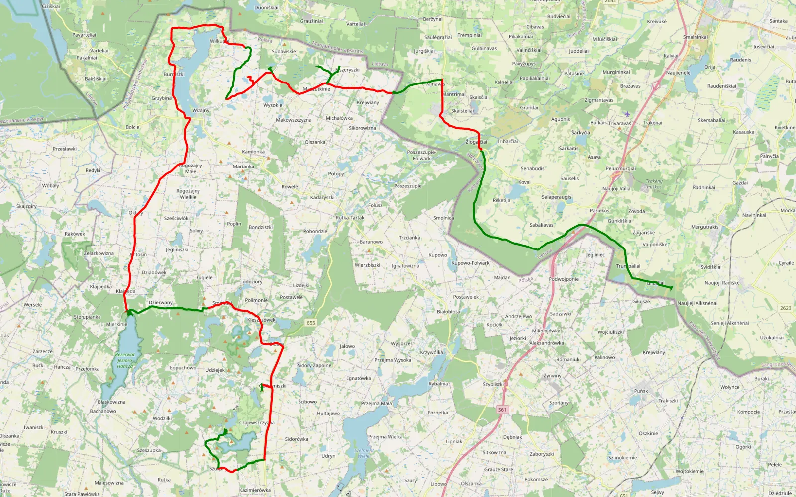 Map of Suwalszczyzna cz 1 - 80.9 km offroad trail, Suwałki County