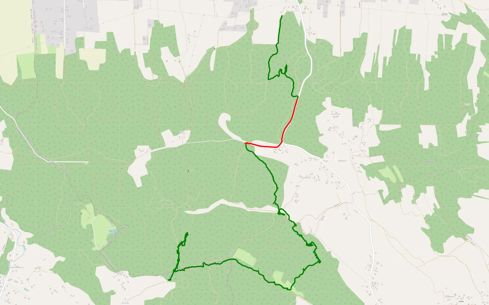 Mapa trasy Lubzina - Bobrek - 8.3 km trasy offroad, Powiat Ropczycko-sędziszowski