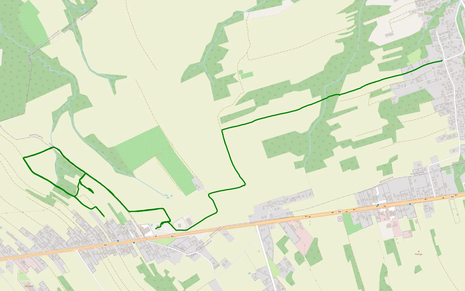 Mapa trasy Krzemienica - Kraczkowa - 8.5 km trasy offroad, Powiat Łańcucki