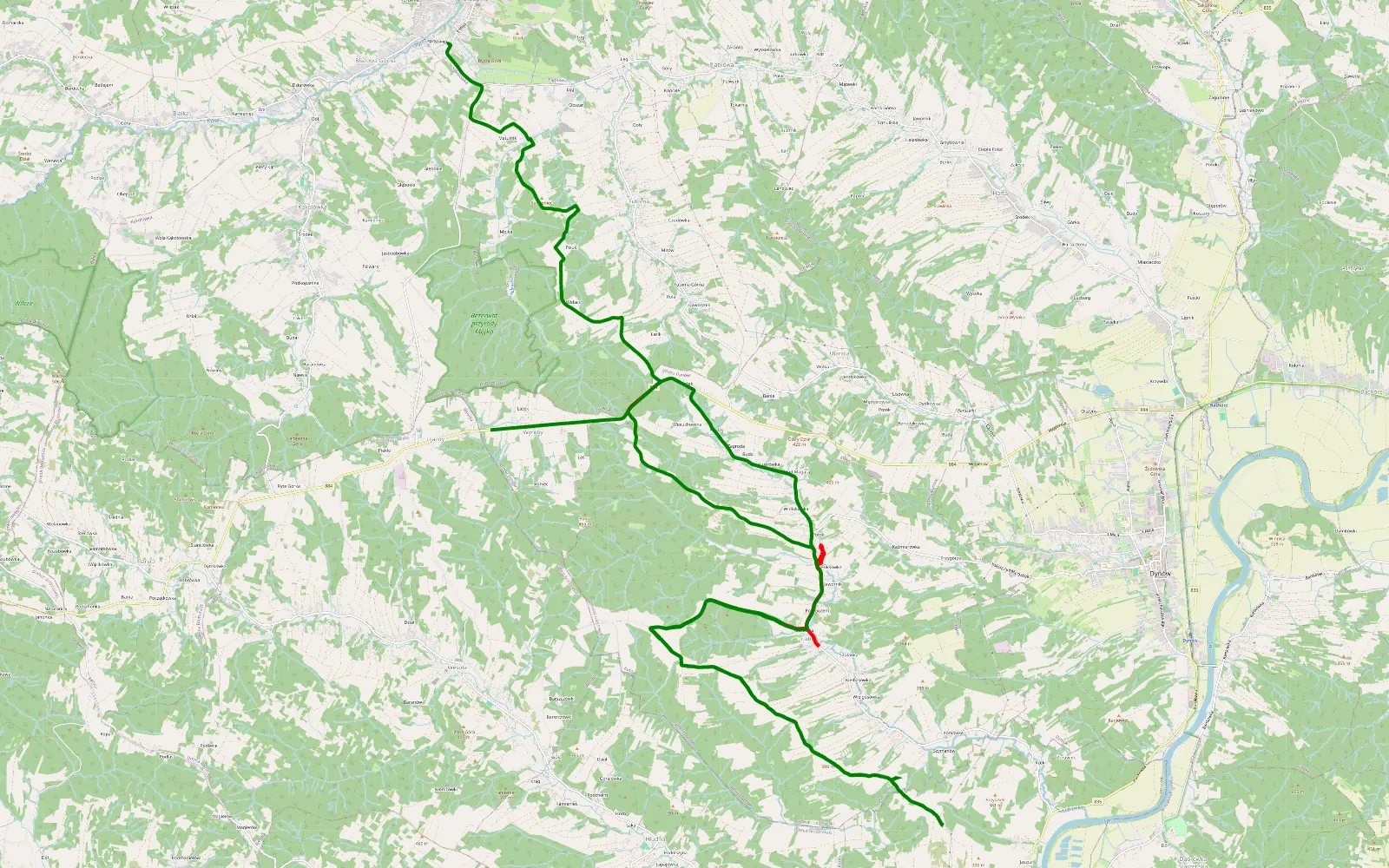 Mapa trasy Błażowa - Wesoła - 28.1 km trasy offroad, Powiat Rzeszowski