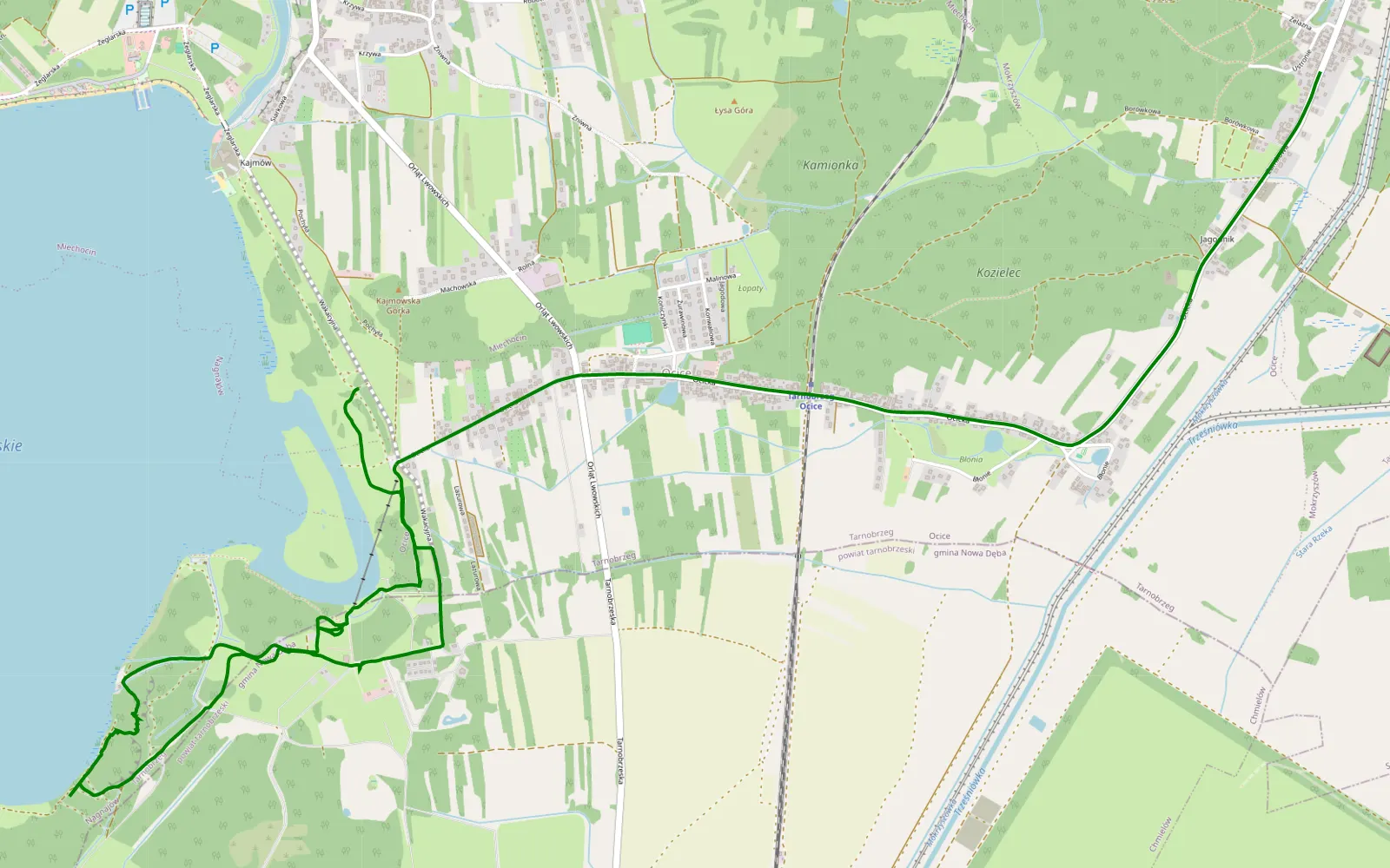 Mapa trasy Mokrzyszów - Kajmów - 5.7 km trasy offroad, Tarnobrzeg