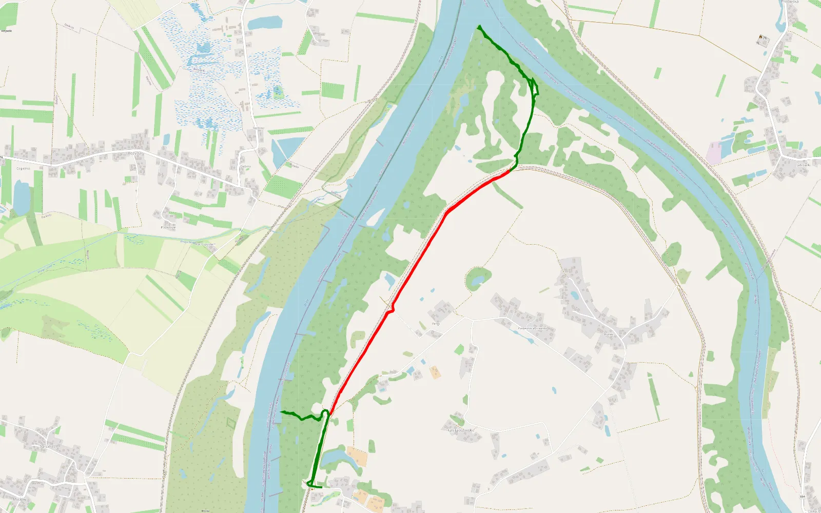 Map of Wrzawy ujście sanu - 7 km offroad trail, Tarnobrzeg County