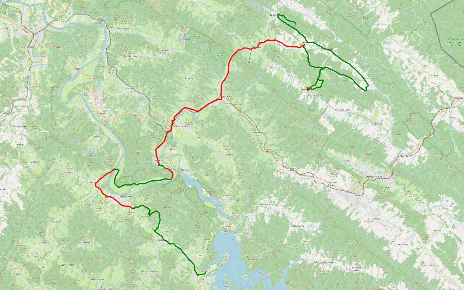 Map of Brelików - Polańczyk Jeep Wolfland 2022 - 45 km offroad trail, Lesko County