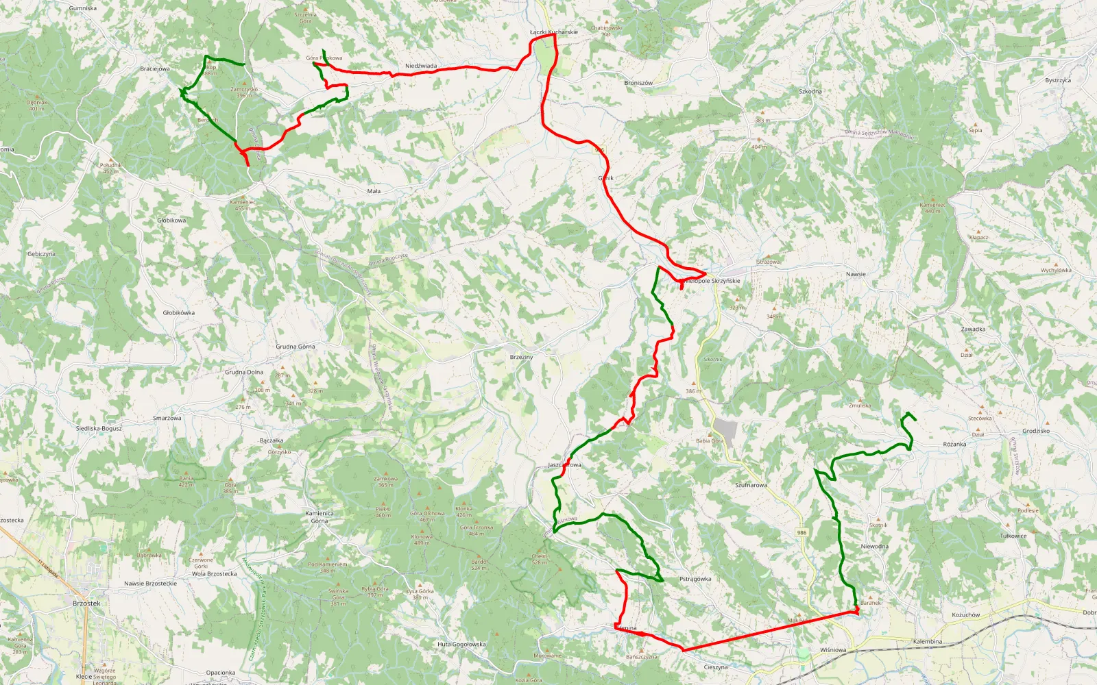 Map of Stasiówka - Różanka - 49.7 km offroad trail, Ropczyce-Sędziszów County