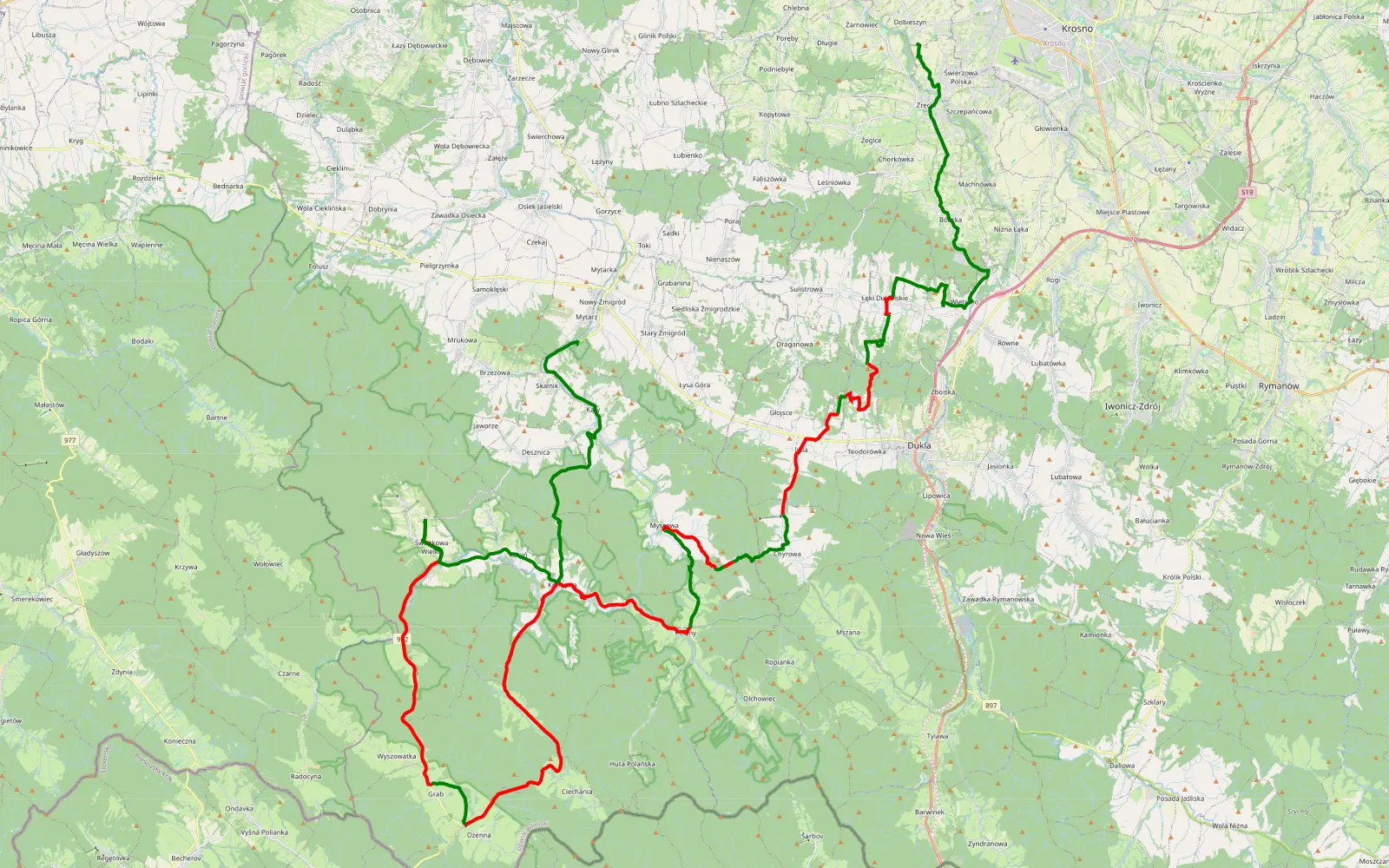Map of Żarnowiec - Mytarz - 64 km offroad trail, Jasło County