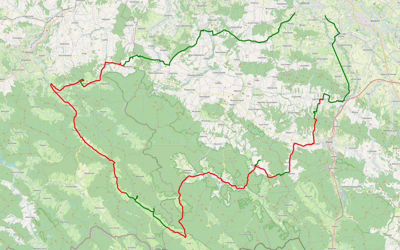 Map of Dobieszyn - Chlebna - 94 km offroad trail, Gorlice County