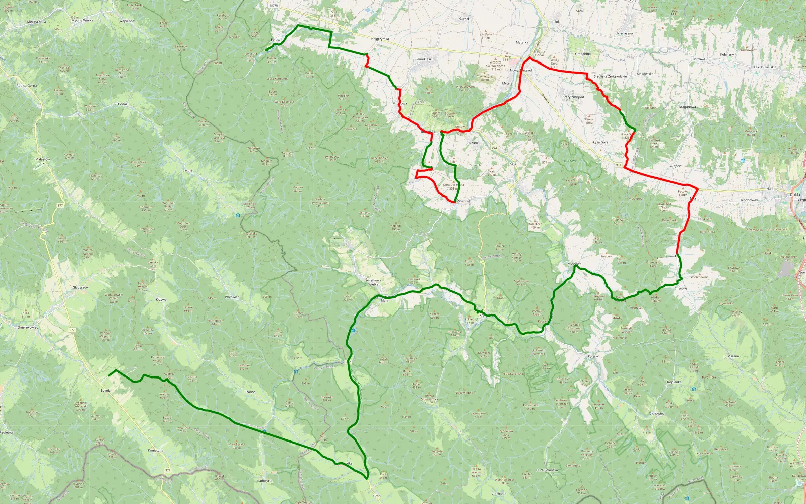 Map of Światowa mala - 39.3 km offroad trail, Jasło County