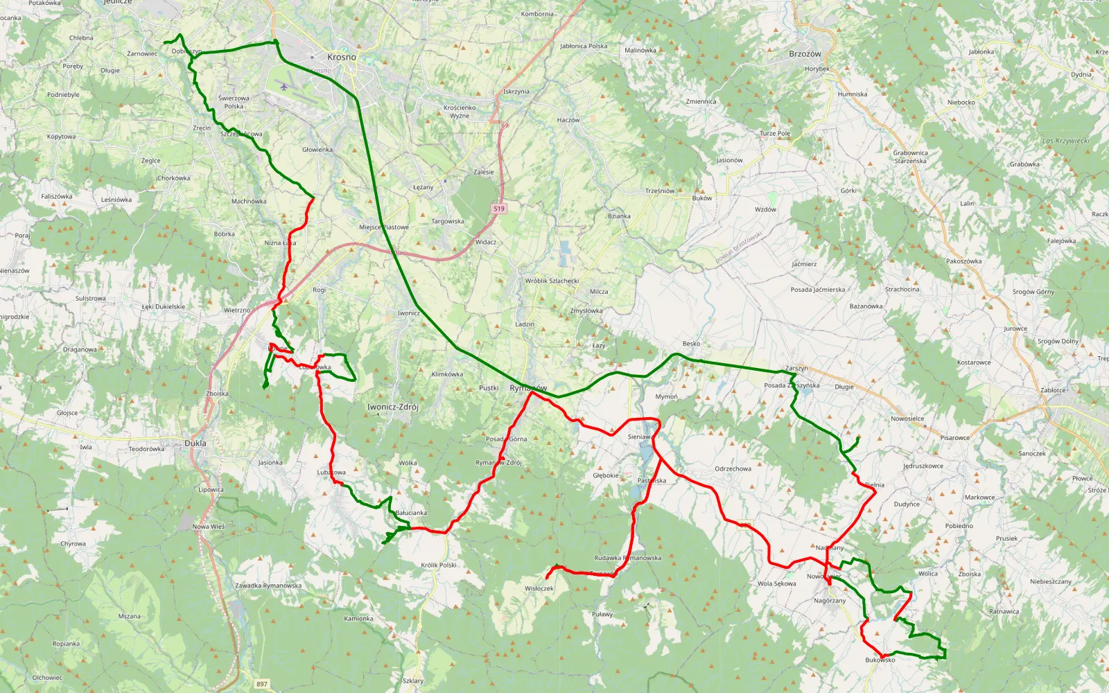 Map of Dobieszyn - 106.2 km offroad trail, Krosno County