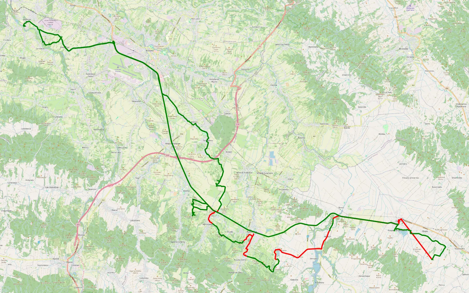 Map of Dobieszyn - 42.8 km offroad trail, Krosno County