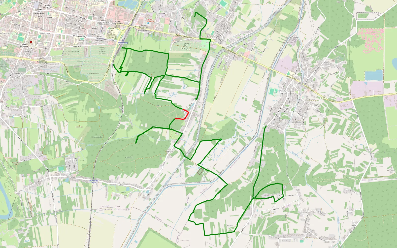 Map of Mokrzyszów - Stale - 14.5 km offroad trail, Tarnobrzeg