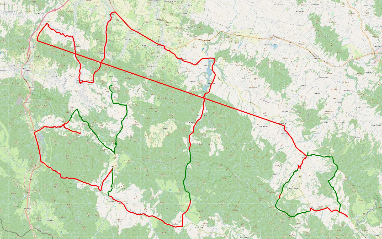 Map of Bałucianka - Bukowsko - 142 km offroad trail, Krosno County